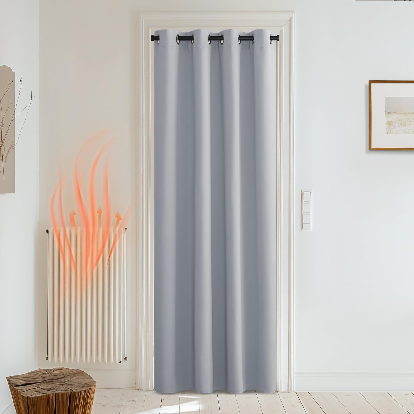 PONY DANCE Door Curtain Thermal, 1 Panel Blackout Curtains for Living Room Bedroom Kitchen Privacy Screen Heat Cold Insulated