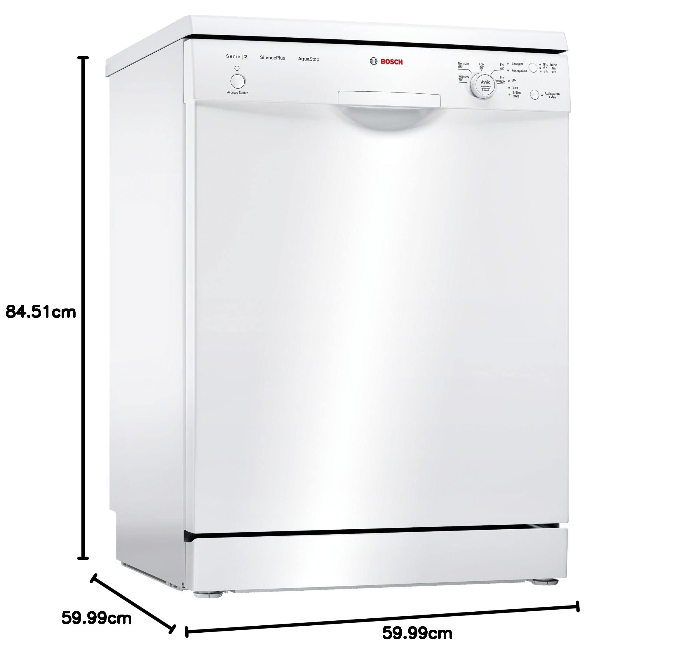 Bosch Elettrodomestici Serie 2 SMS25AW01J Lavastoviglie da libero posizionamento 12 Coperti, Classe Energetica A++, Bianco