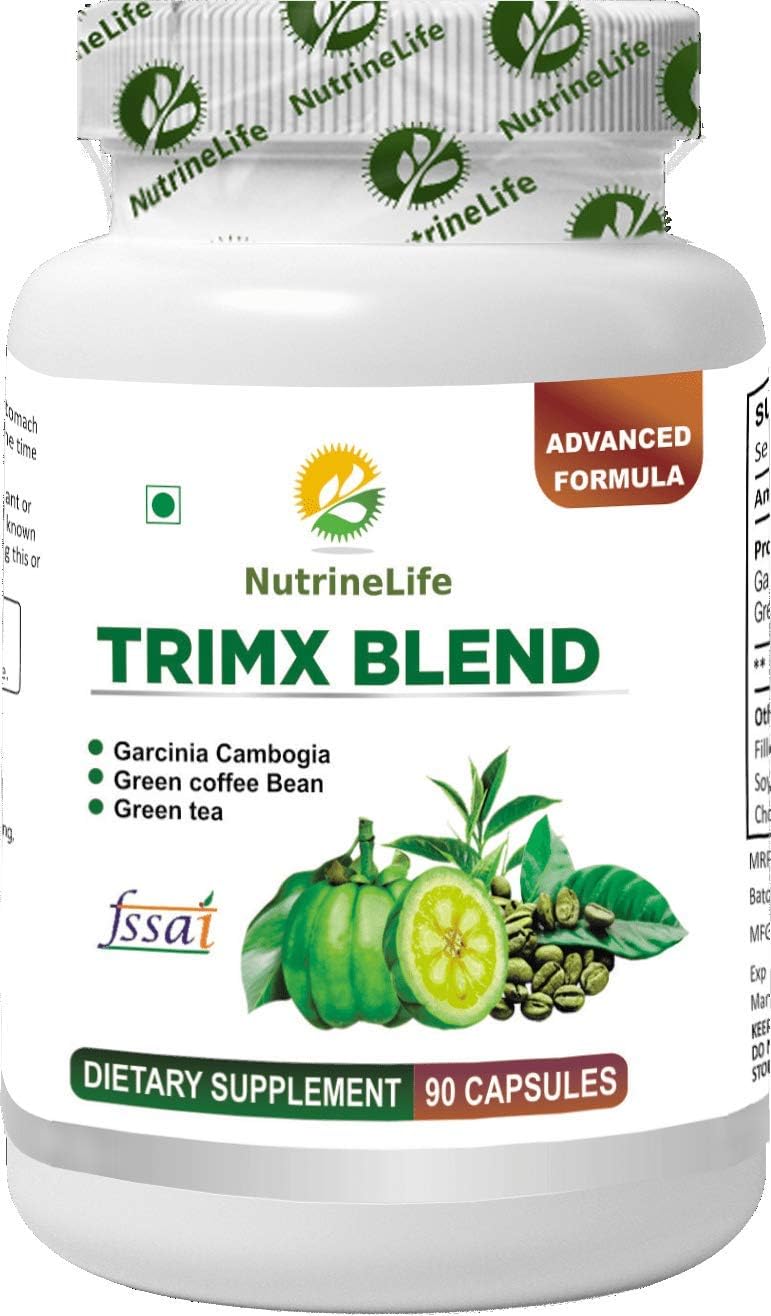 NutrineLife Trimx Blend Dietary Supplement For Weight Loss with Garcinia Cambogia, Green Coffee Bean and Green Tea Extract, Natural 90 Capsules (Pack of 1)
