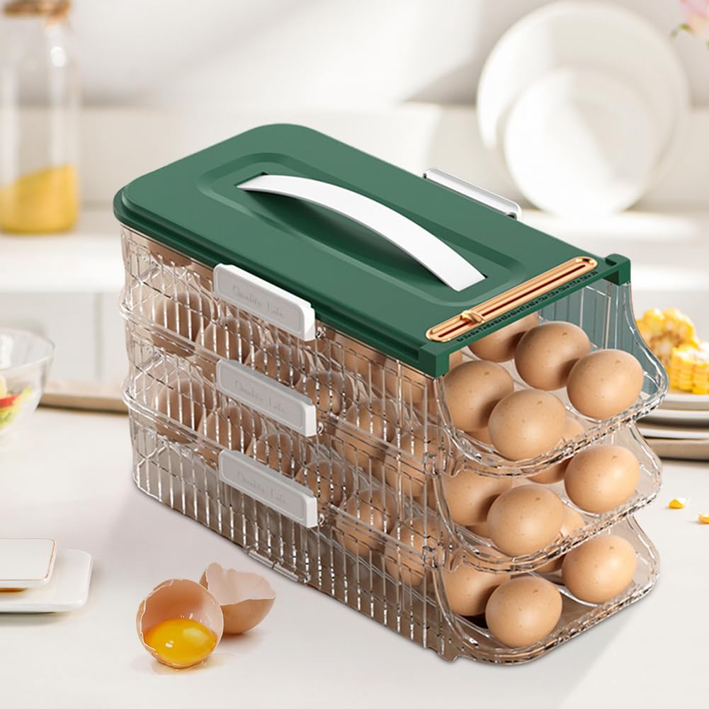 Bandeja de huevos rodante automática, estante de almacenamiento para la cocina que ahorra espacio