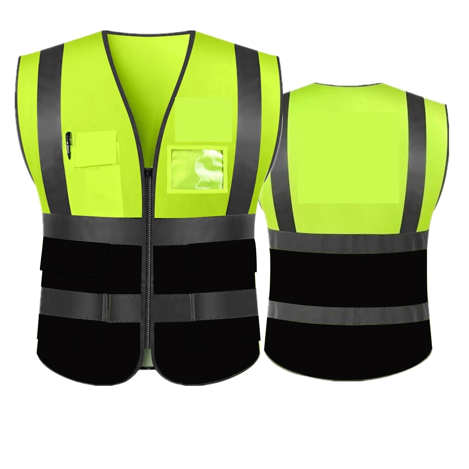 Chaleco reflectante de seguridad, chaleco de trabajo de alta visibilidad, uniformes de trabajo de construcción, seguridad de ingeniero, 1 Uds.(Neon Yellow Black,S-Chest 108cm)