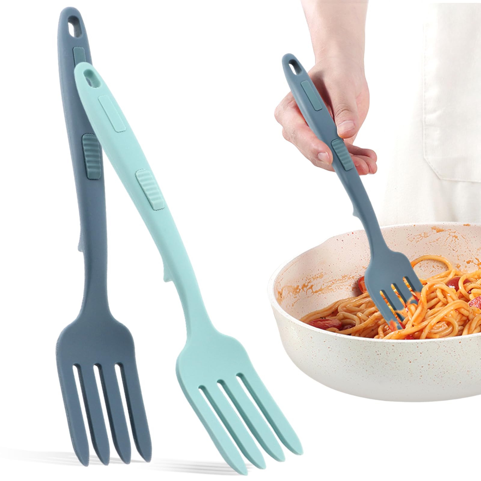 2pcs Silicone Flexible Forks, Cooking Fork Heat Resistant, Multifunctional Nonstick Blending Cooking Silicone Fork for Cookings Utensil for Mix Ingredients, Mash Food, Whisk Eggs