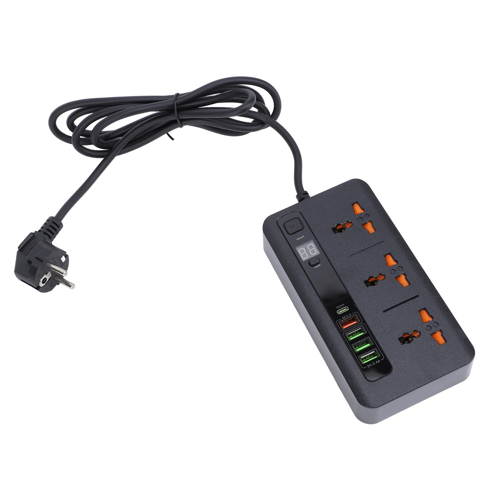 PD20W QC3.0 Dual-Schnelllade-Steckdosenleiste, Multi-Steckdosenleiste mit Digitalanzeige und Kurzem Kabel für Einkaufszentren, Heimdekoration, Büros