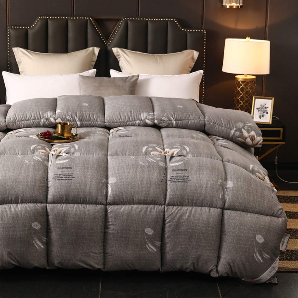 Winterbettdecke King Size Gänsedaunenbettdecke mit 100% Baumwolle Daunendichter Stoff Daunenbettdecke Doppelbett Antiallergiker und warme Schmusedecke mit Ecklaschen (A 220x240cm 4kg)