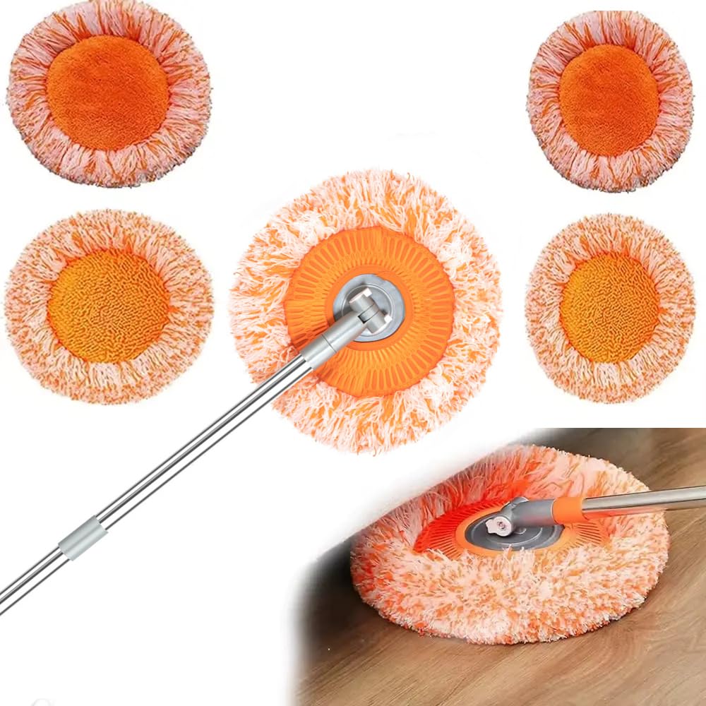 Mopa de pared giratoria de 360 grados, de microfibra de uso en seco y húmedo con 5 cabezales de fregona, 7.08 pulgadas
