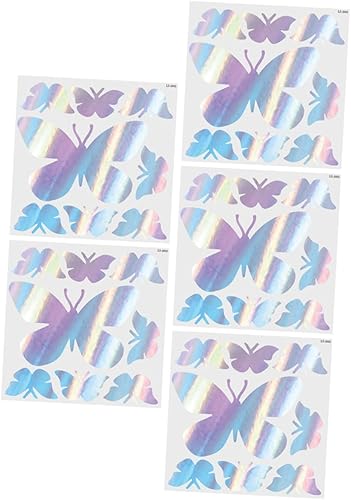 Abaodam 5 hojas de calcomanías de alerta de mural de mariposa, arte para niños, iridiscentes en la pared extraíble, calcomanías de mariposas para