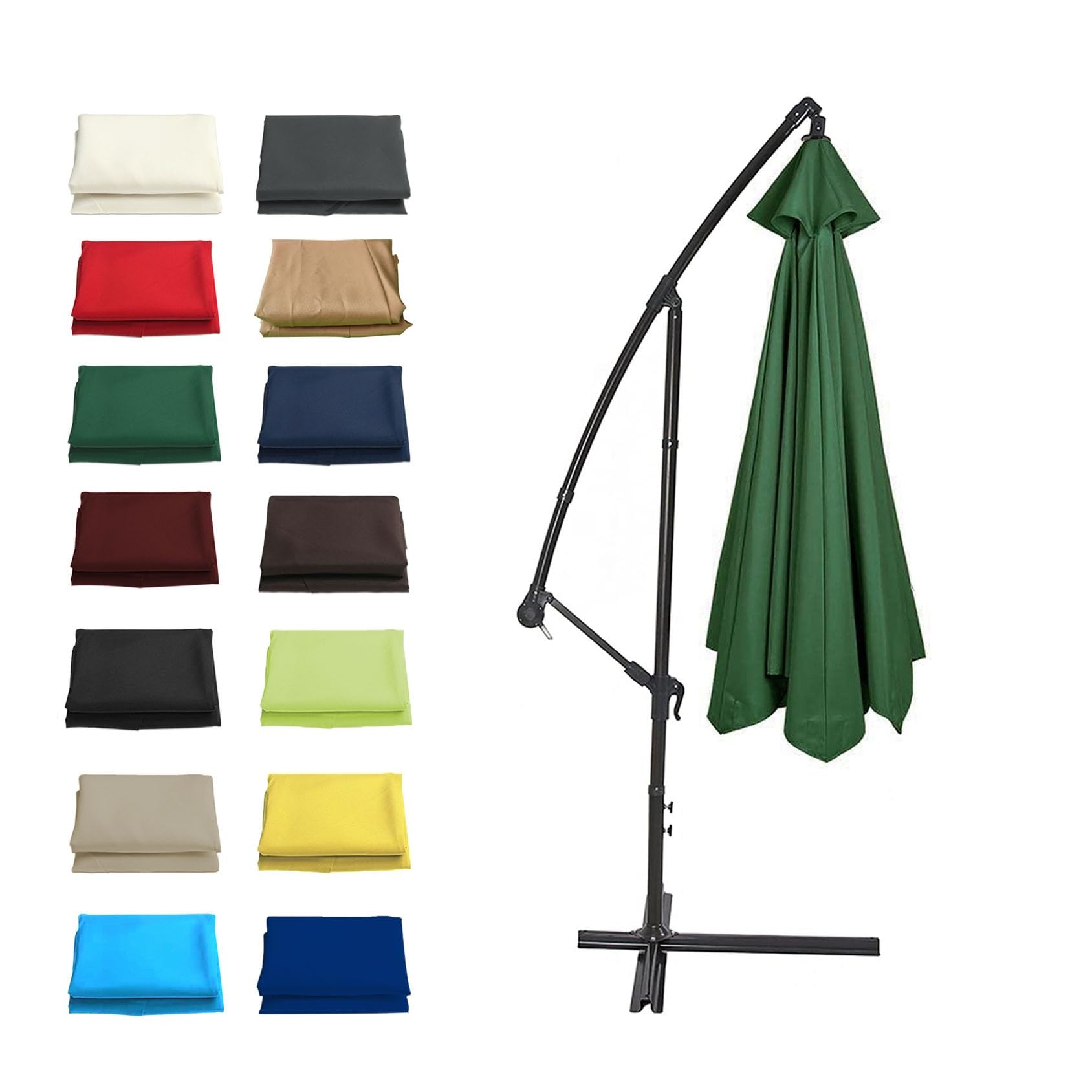 GZDXBF 6 Ribs / 8 Ribs Umbrella Fabric Canopy Cover, 200/270/300cm Patio Umbrella Replacement Cloth Canopy, Easy To Install/Washable/Breathable(Color:Green,Size:8 ribs: 2.7m/8.8ft)