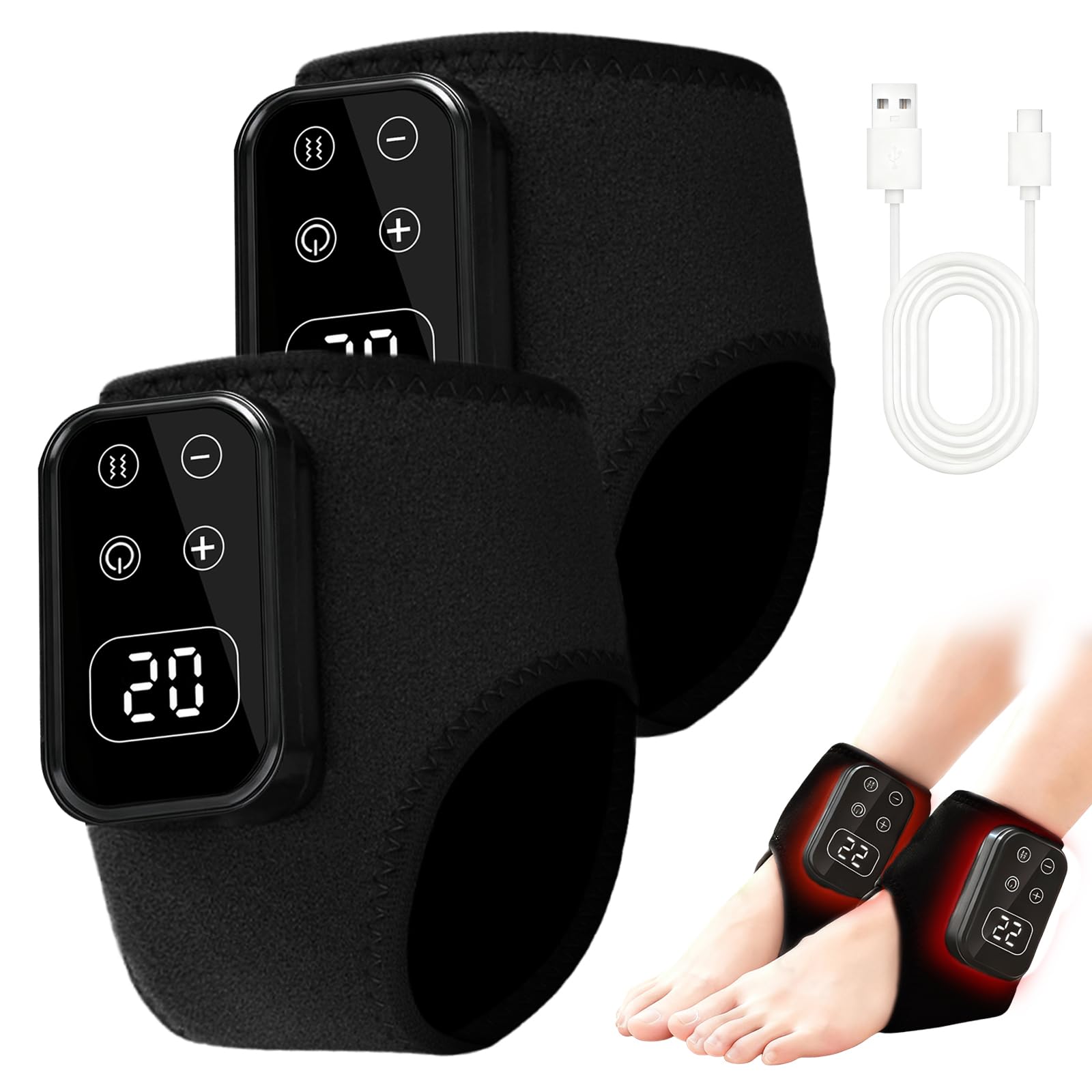 Foot Massager,Foot Revive Massager with 5 Vibration Mode,6 Heat Leavel for Both Father and Mother, Wireless & Portable (2pcs) - 1