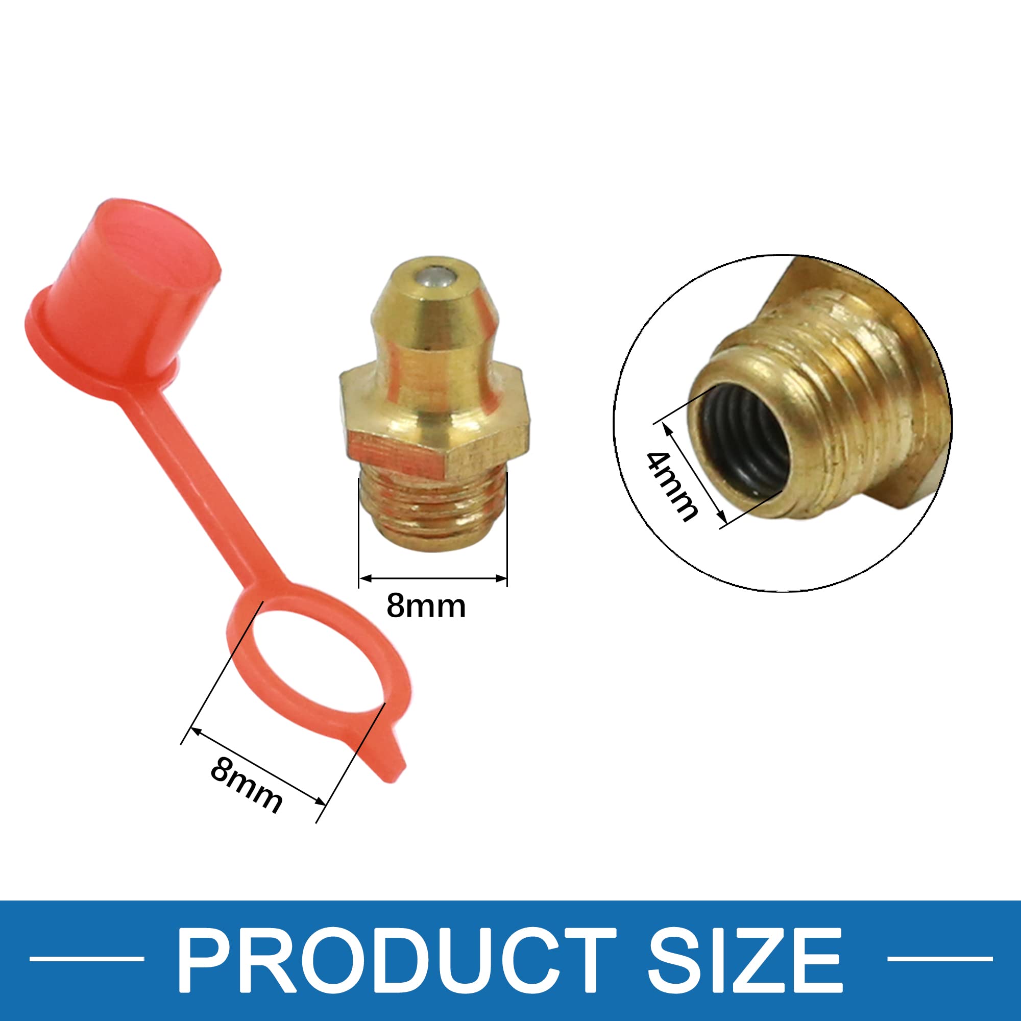 Raccordo Nipplo M8 Dritto Grasso con Cappuccio Polvere Set di 20