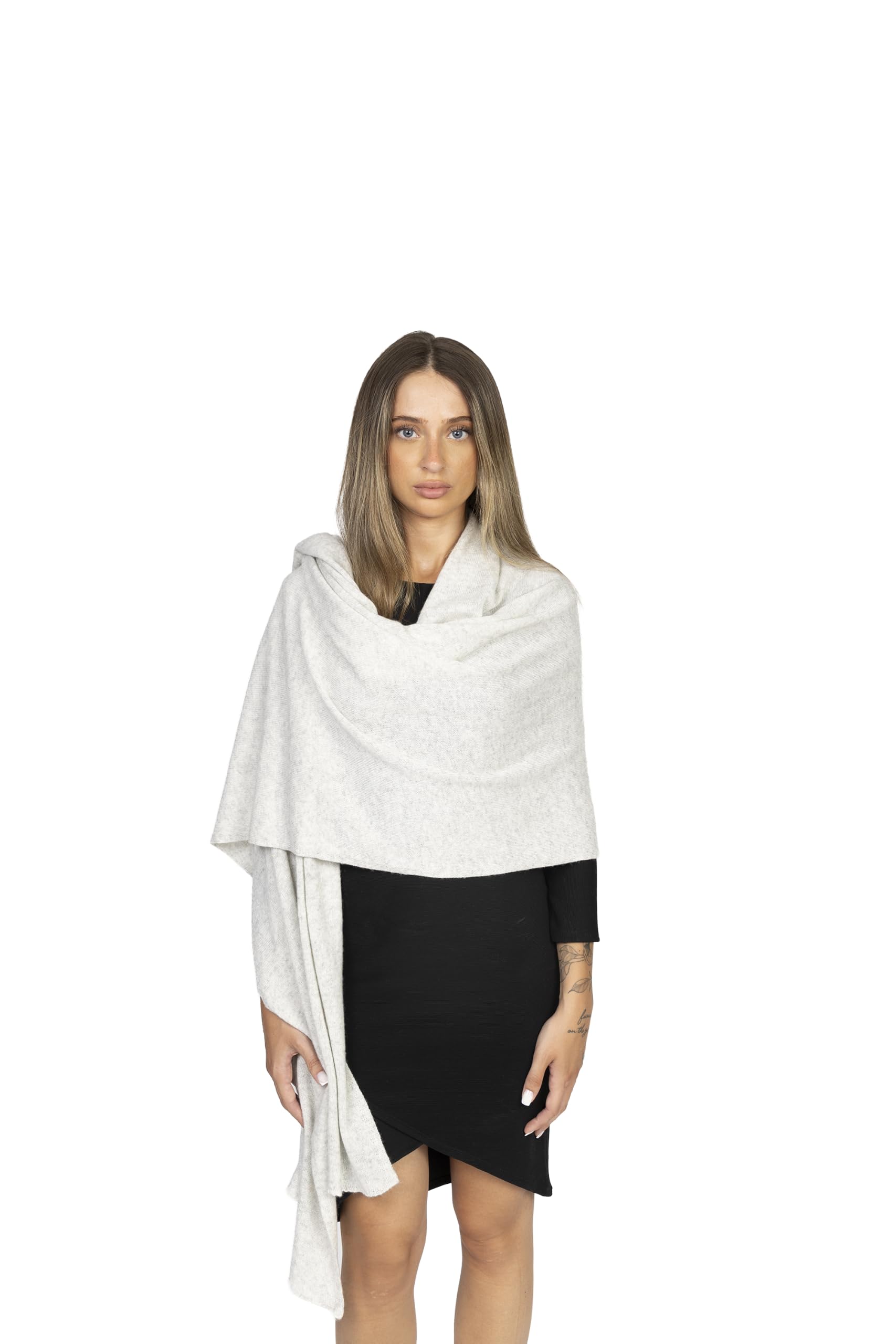 Marenza Stola Donna Misto Cashmere Made in Italy 200 x 75 cm – Sciarpa Elegante con Cashmere, Lana e Seta – Morbida, Calda e Leggera – Maxi Pashmina per Cerimonia, Inverno