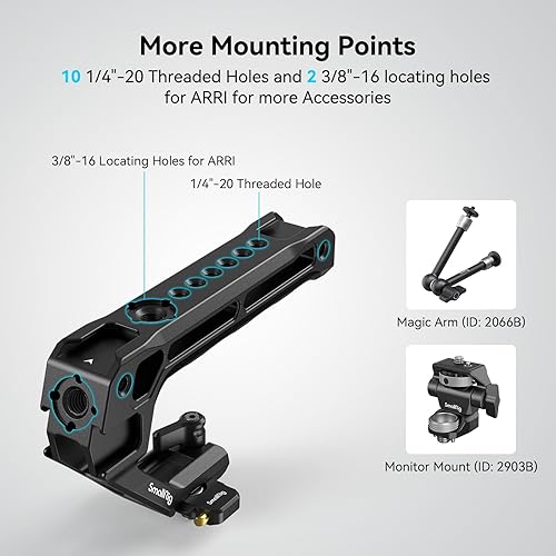Vista 5 de SmallRig Mango superior ligero NATO, agarre NATO de liberación rápida con riel NATO para jaula de cámara DSLR, mango superior universal con 5