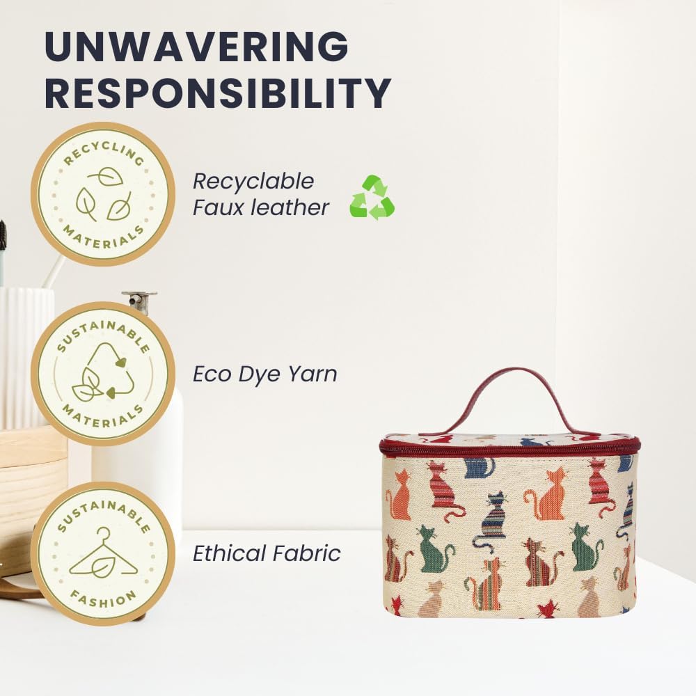 Signare Tapestry Women Toiletry Make-Up Bag Cheeky Cat (TOIL-CHEKY)(Size: Small) 6 61M2AvEXRkL. AC SL1000