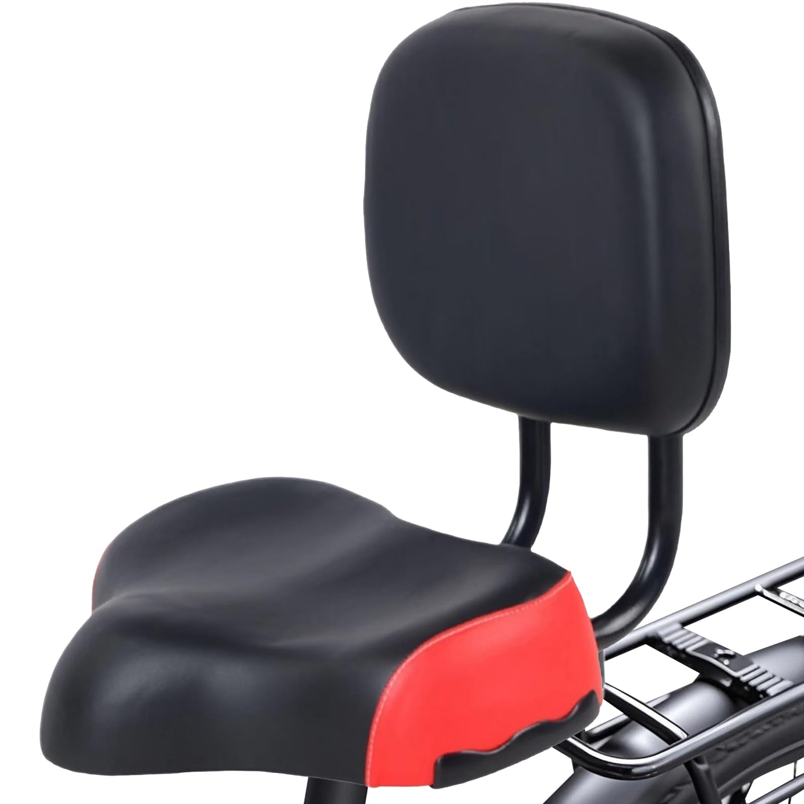 Sedile posteriore per bicicletta, comodo cuscino per sedile con schienale, parti di ricambio, ampia sella, cuscino morbido in pelle PU, ammortizzante, per mountain bike