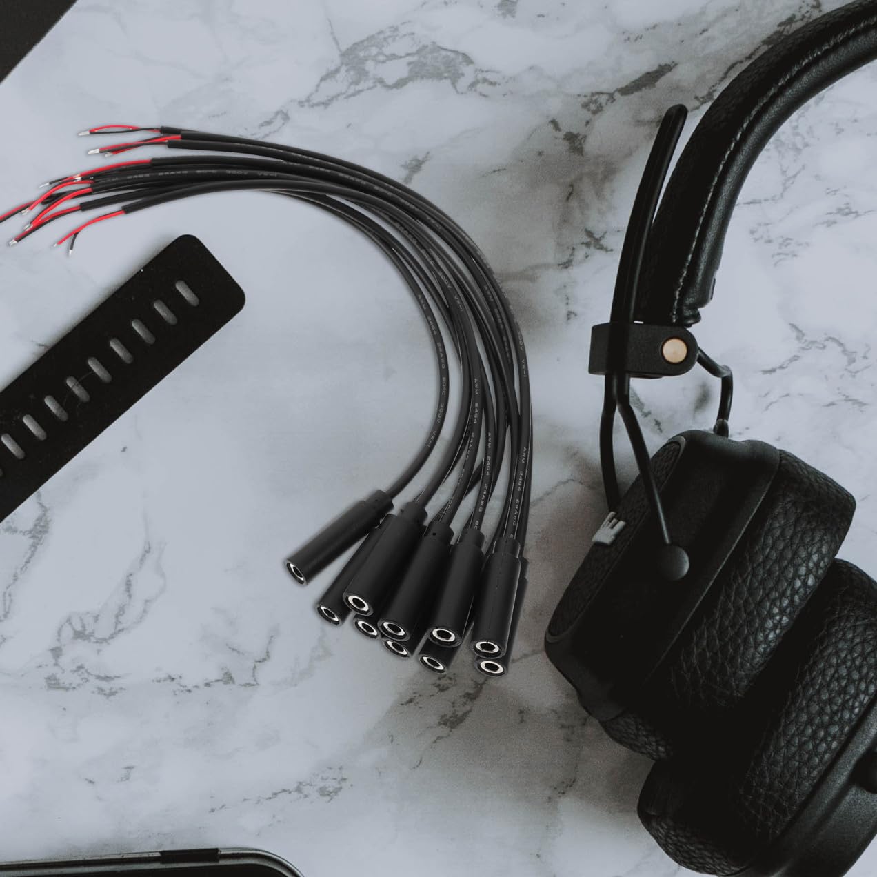 Gadpiparty 50pièces Câble Audio Femelle à Fil Dénudé De Connecteurs Mono pour Réparation De Casque Écouteurs Et Microphones Compatible avec Appareils Audio Noir