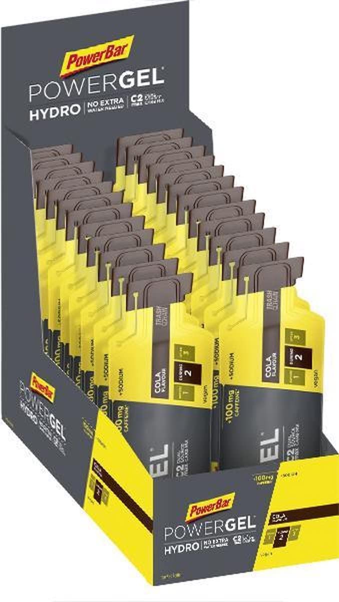 Powerbar PowerGel Shots Cola 24x60g - High Carb Energie Gummis + C2MAX + 75mg Koffein & PowerGel Hydro Cola 24x67ml - High Carb Energie Gel + C2MAX + Natrium + 100mg Koffein