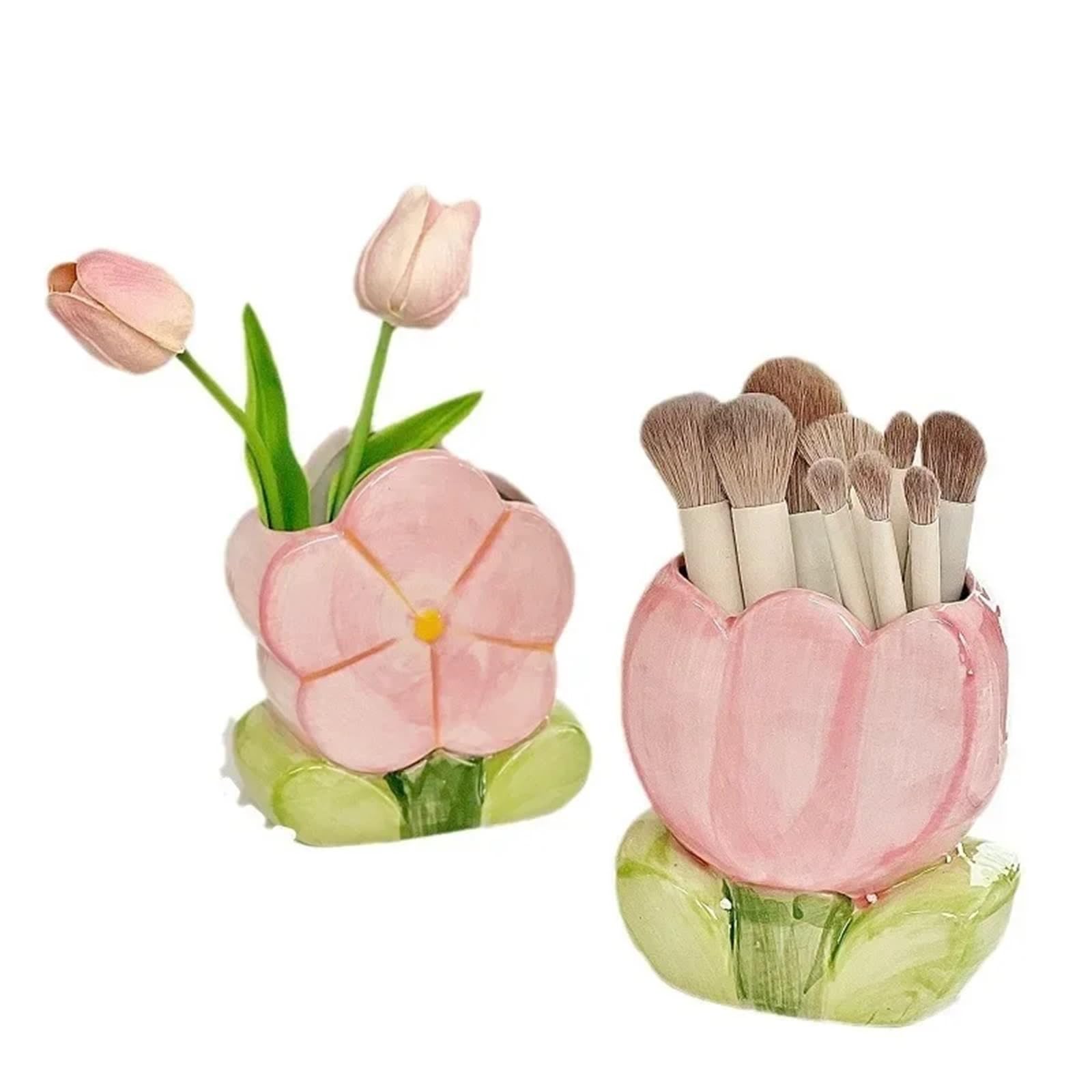 Pencil Holder Blume Stift Halter Keramik Desktop Ornamente Schreibtisch Büro Organizer Schreibwaren Regal(Color1)