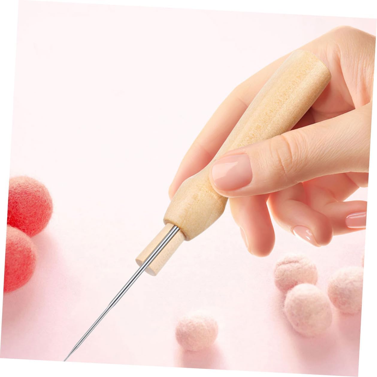 HEMOTON 9pcs Wooden Needle Felting Handles Set with Wood Punch Needle Tool Holder for Wool Felting Crafts DIY Projects Artists
