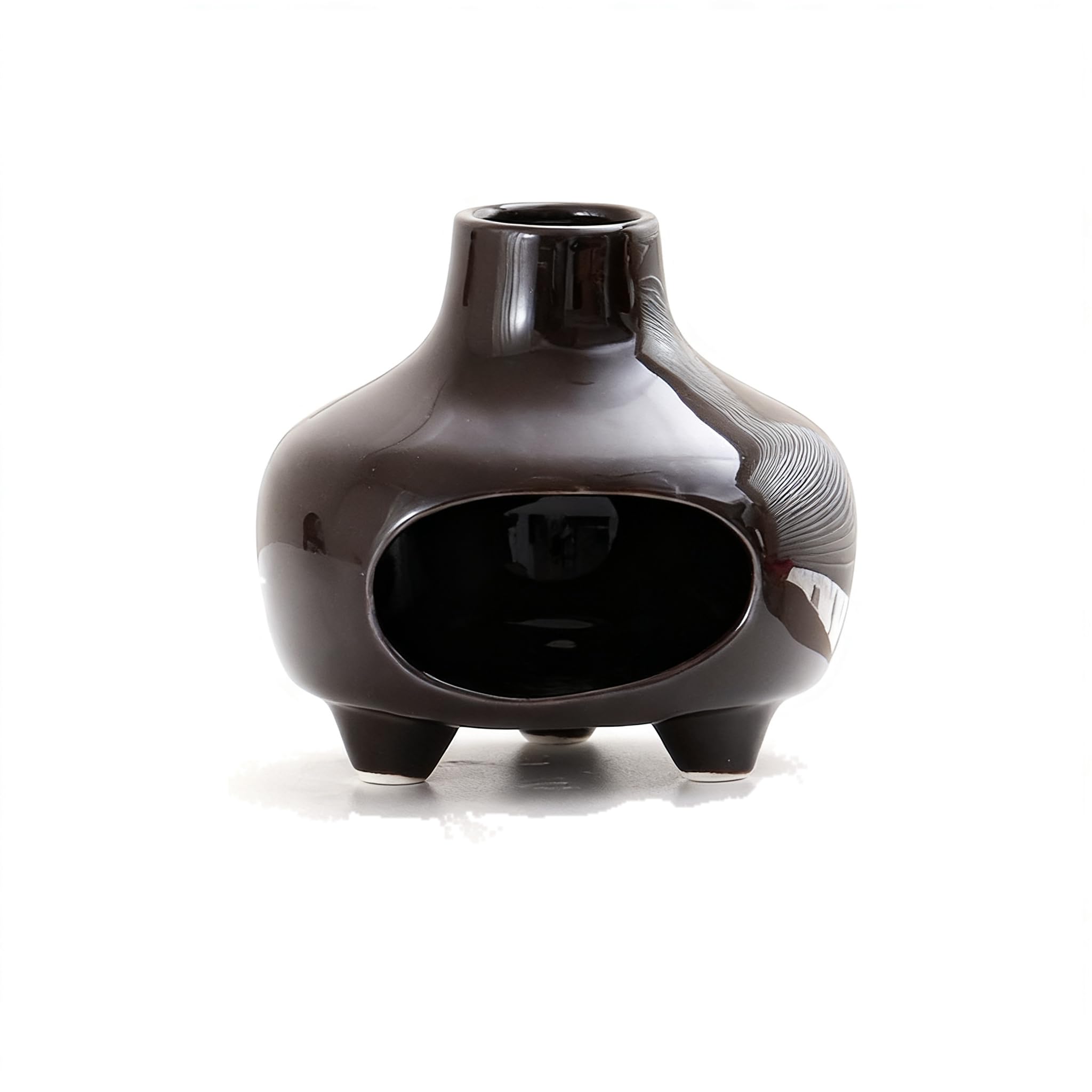 mophrati Unique Palo Burner Ceramic Incense Holders Smudge Pot Offers Charming Excellent Craftsmanship Cozy Environments Incense Cone Burner Palo Chimney And Lovely .craftsmanship, black