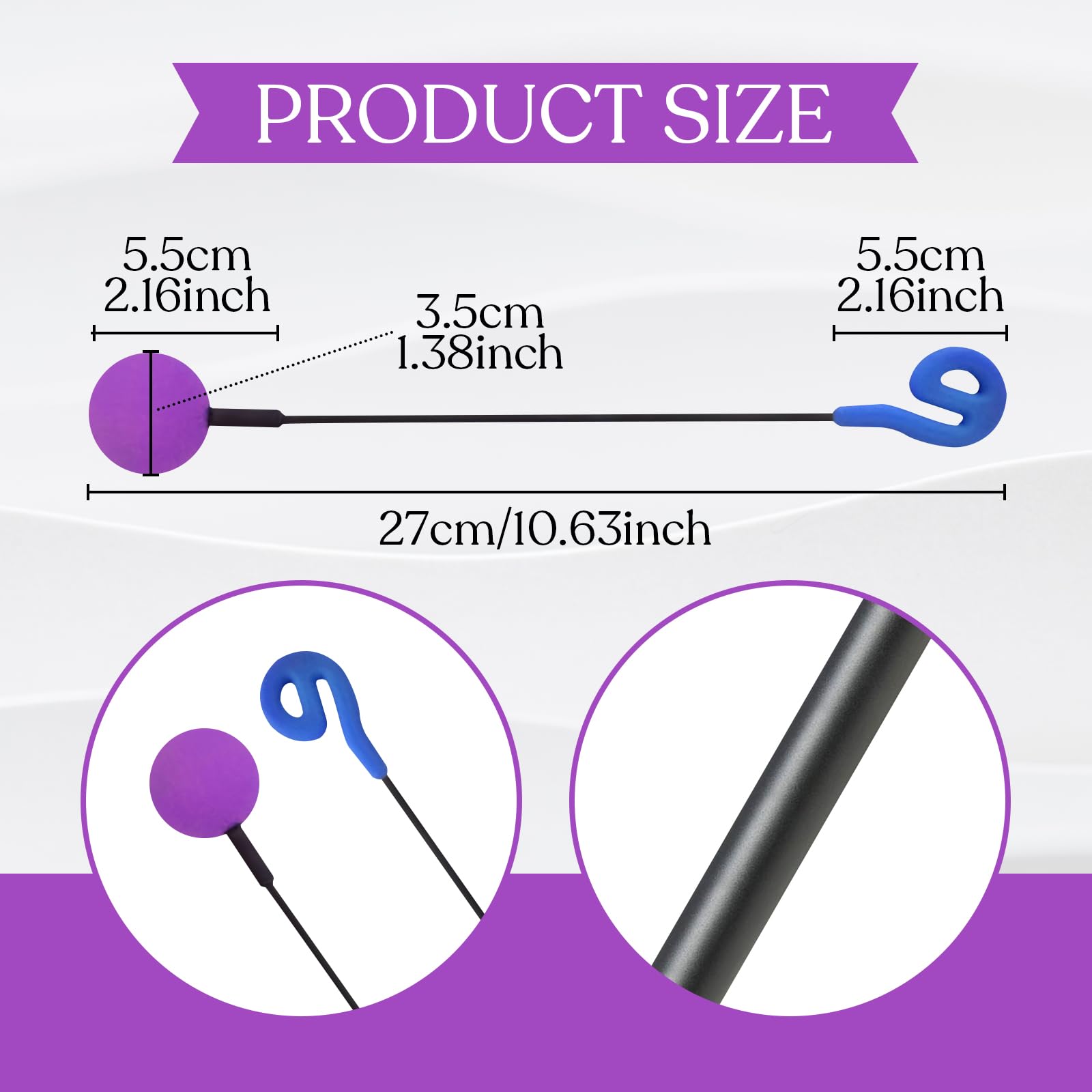 F Fityle Friction Gong Mallet with Rubber Ball Head, Acoustic Percussion Friction Mallet, Soft Low Notes for Yoga Meditation - Image 2