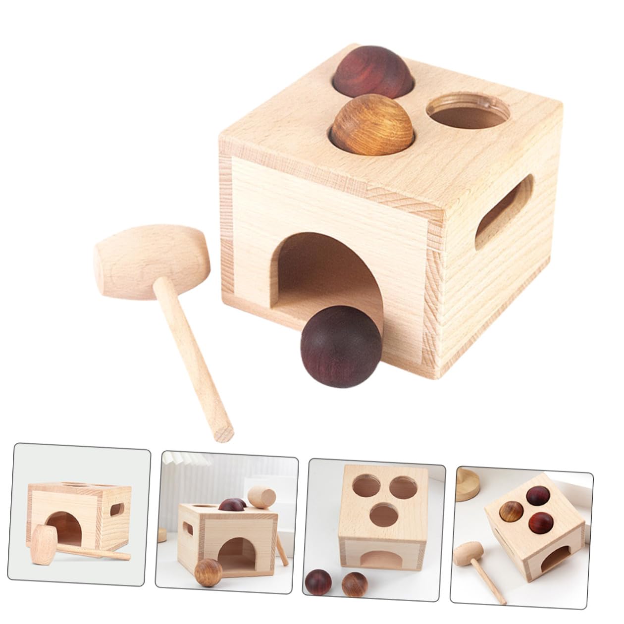 TOYANDONA Gioco in Legno Scatola e Palline per Bambini, Migliora Coordinazione Mano-Occhio e Attira Attenzione, per Gioco Educativo Precoce