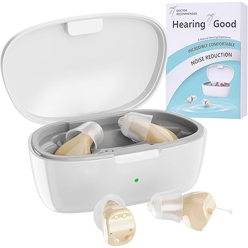 Hearing Aids for Seniors, Invisible Hearing Amplifiers with Noise Cancelling, Rechargeable Hearing Aids for Severe Hearing Loss Adults, Comfort In-ear Hearing Devices(White Skin)
