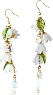 Handmade Resin Lily of the Valley Drop Earrings - Hypoallergenic Lightweight 925 Silver Hooks for Women, Nature Lovers Gift