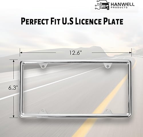 Miniatura 3 de Marco de matrícula cromado hecho de metal de aleación de zinc, accesorios universales para automóvil, 1 paquete de soporte para matrícula que nunca