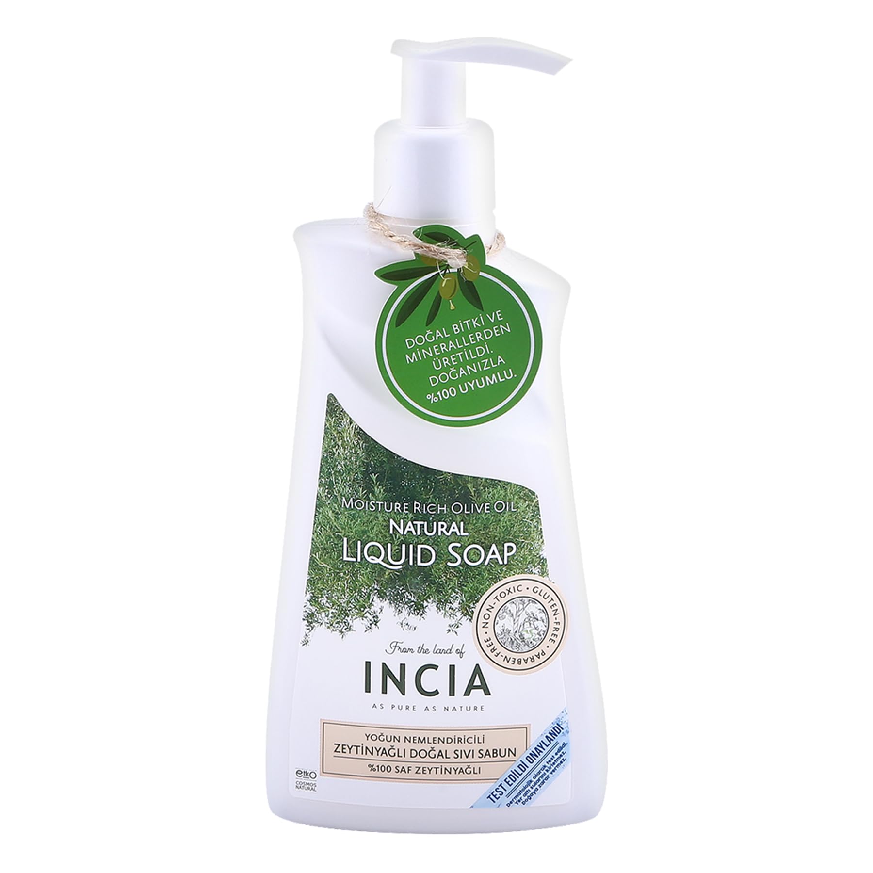INCIA%100 Doğal Sıvı Kastil Sabunu Yoğun Nemlendirici Zeytinyağlı 10 Bitkisel Değerli Yağ Vegan 250 ml