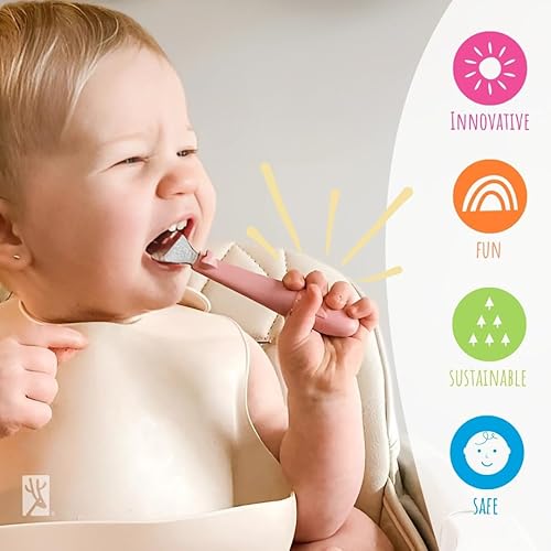 Vista 7 de Elk and Friends cubiertos para niños con mango de silicona Cubiertos seguros para niños Utensilios para niños pequeños Cucharas y tenedores