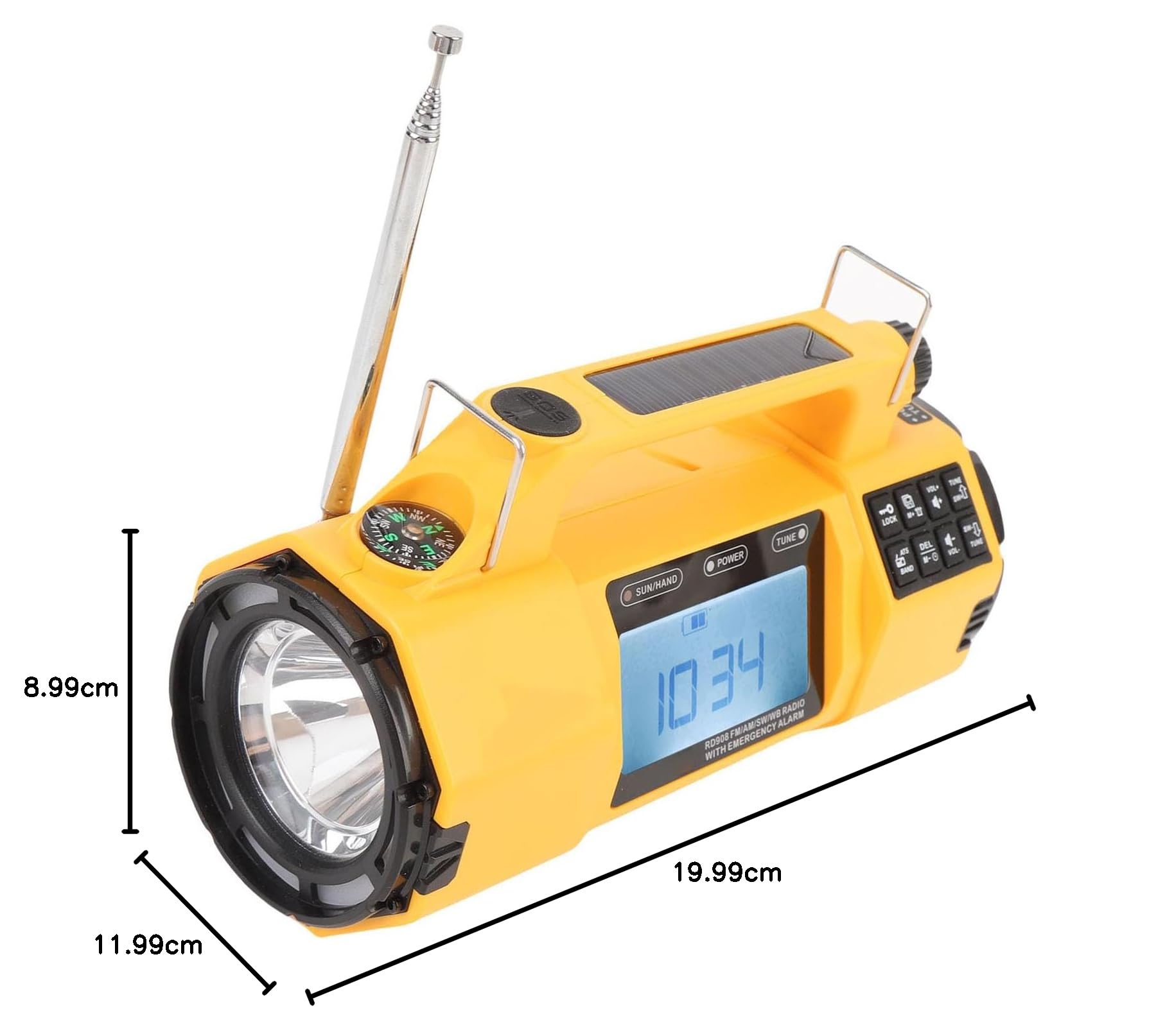 Radio na korkę Awaryjne, Radio Słoneczne 5000 MAh Przenośne SW AM FM z Wyświetlaczem HD LCD, ALERT NOAA dla Domu i Awarii