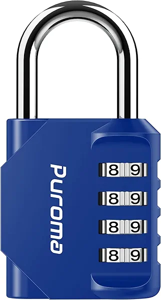 Puroma 1 Pack Combination Lock for Locker 4 Digit Outdoor Waterproof Padlock for School, Gym, Sports, Fence, Toolbox, Gate, Case, Outdoor, Hasp Storage, Cabinets (Blue)