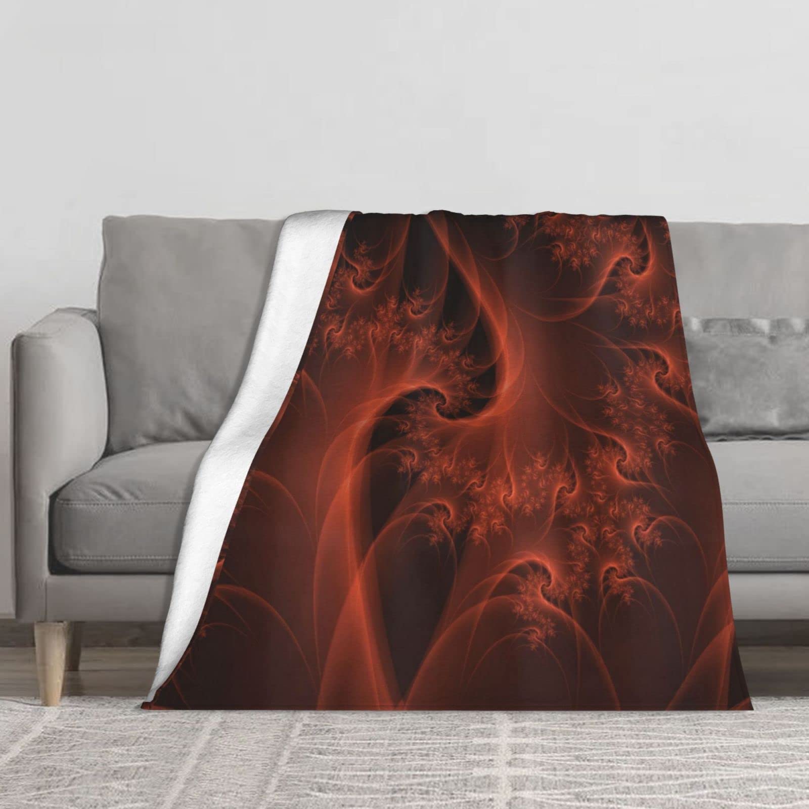 YINGD Flannel Blankets for Bed,Digital Fractal with Swirling Turning Moving Floral Lines Modern Graphic,Throws and Blankets for Sofa Tex 200CM X 150CM