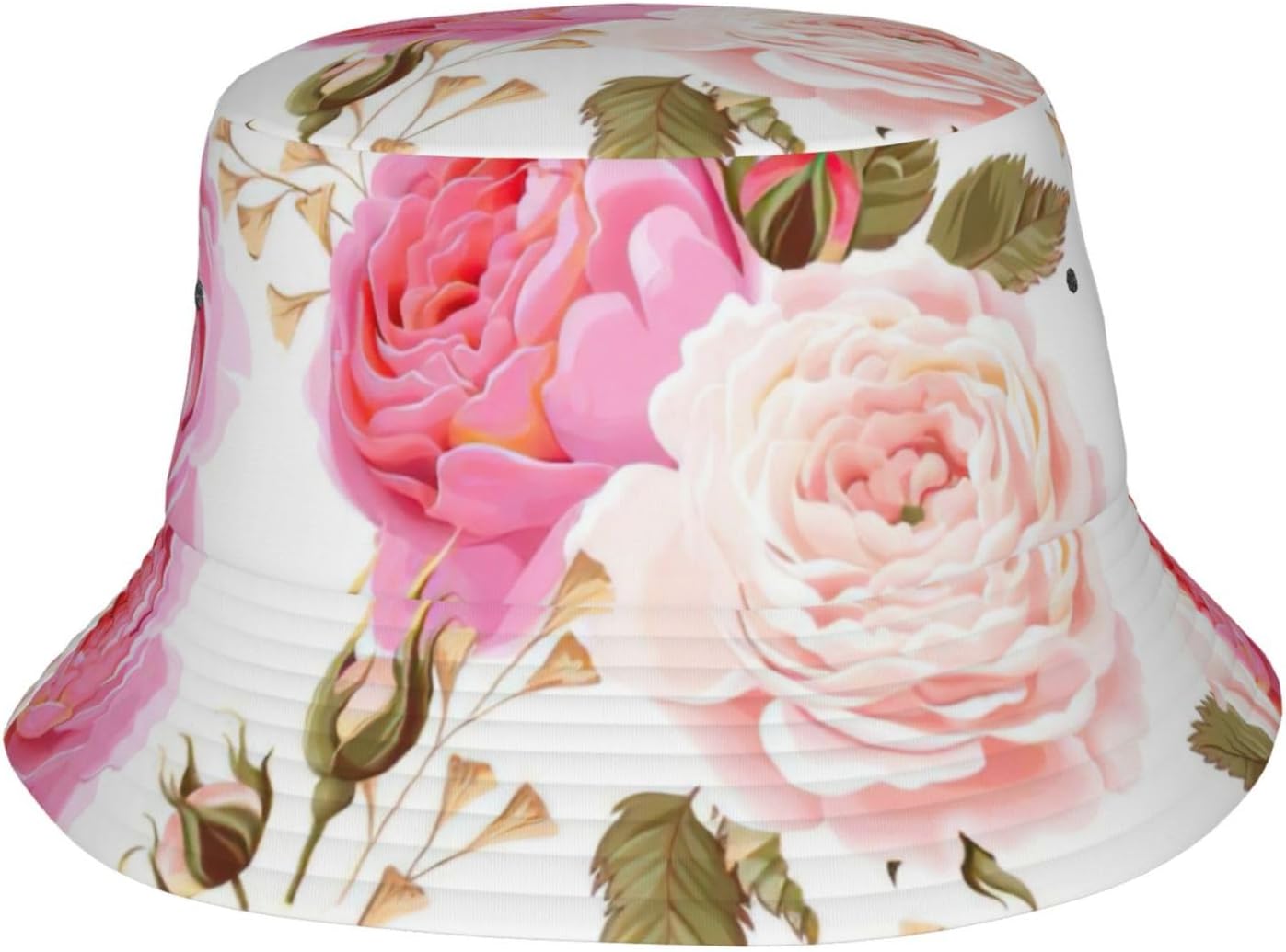 Bucket Hat Floral Flower Rose Pink Print Summer Sun Hat Trendy Beach Funny Fisherman Hat for Men Women Unisex