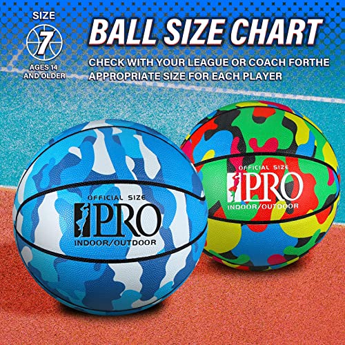 2 Pcs Basketball Official Size 7 29.5 Inch Indoor Outdoor College Sports Camouflage Graffiti Rubber Basketball Bulk Regulation Size For Men Women Youth Teens Training Match Street Ball (Camouflage) #TOP2