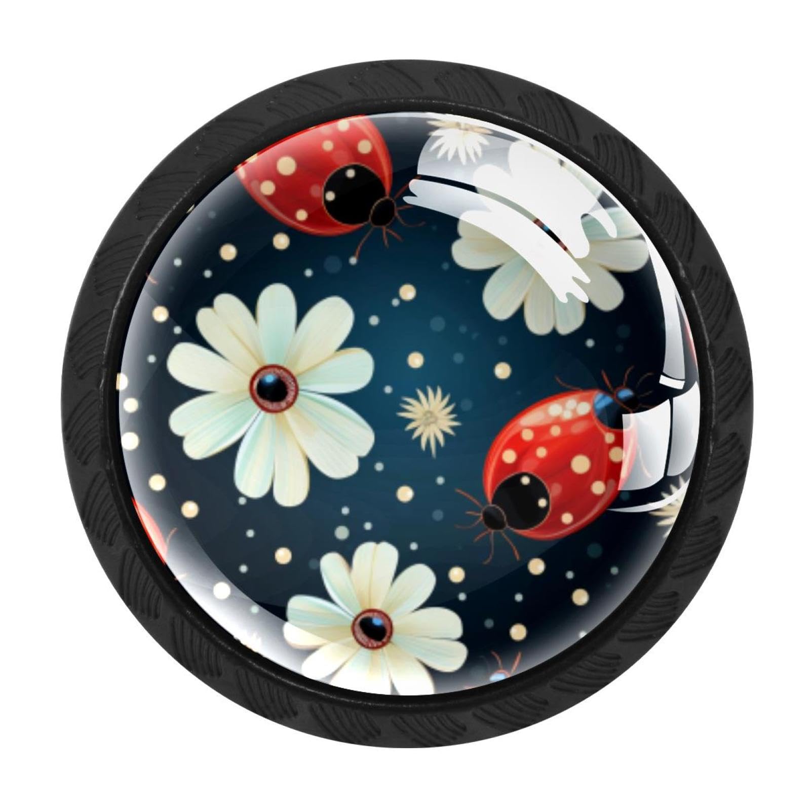Chenzzzz Multicolored 04 4 Pack Round Cabinet Knobs For Kitchen Bathroom Closet Dresser Cabinets, Ladybird