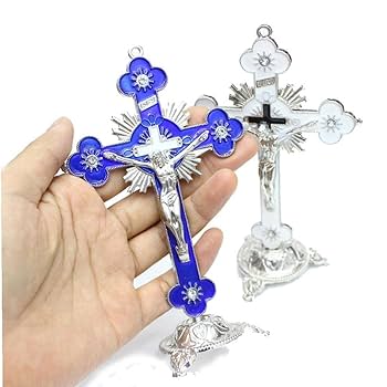 Amazon.co.jp: イエス・キリスト像 十字架を背負う 金属製 卓上