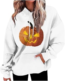 Sweatshirt for Women UK Ladies Long Sleeve Tops Pumpkin Print Hoodies Shirts Womens Fall Autumn Pullover Tops Fashion Graphic Sweatshirts Loose Oversized Shirts Halloween Costumes for Women