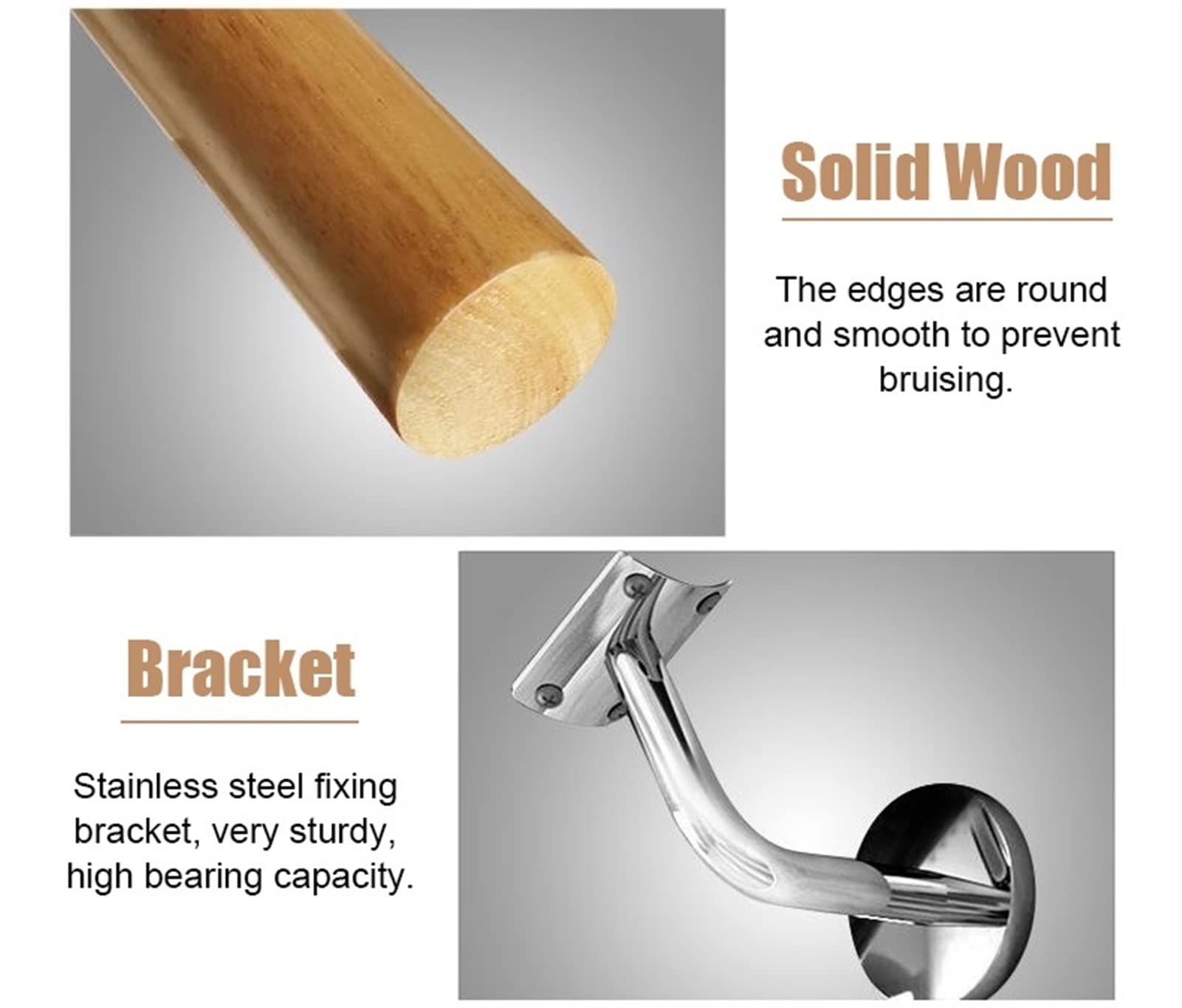 Kit di scale in legno antiscivolo per interni, casa, asilo, corridoio, ringhiera, villa, soppalco, con finitura in legno naturale, 3,6 m