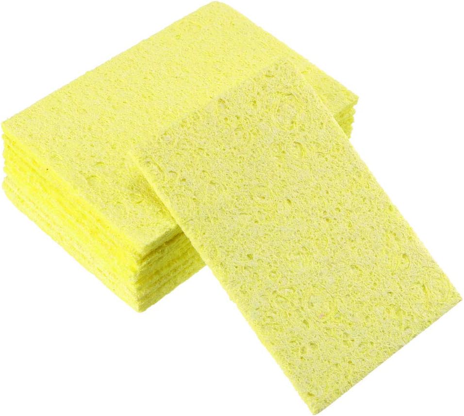 uxcell Soldering Sponge 51x35.3x1.6 mm for Iron Tips Cleaner, Rectangle Yellow 10pcs