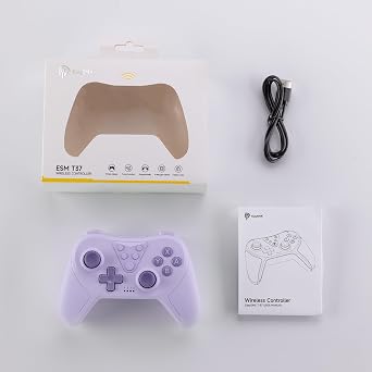 EasySMX Controller for Switch Pro, Bluetooth Wireless Switch Controller, Controller Switch with 6-Axis Motion, Wake Up, Adjustable Turbo & Dual Vibration Function Purple