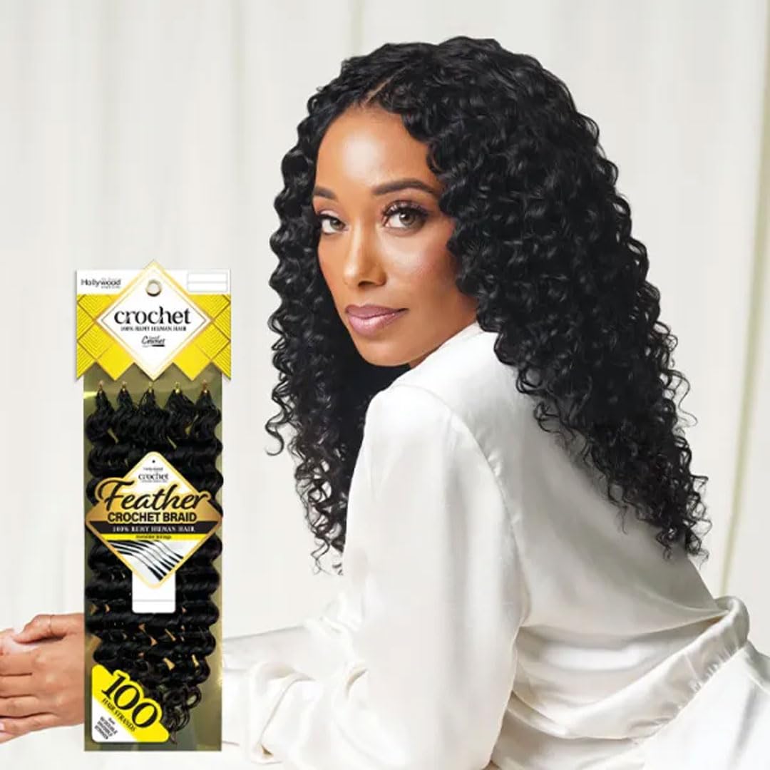 Zury Sis Hollywood Feather Crochet Braid Human Hair - Deep 14 (Color : 4 Medium Brown)