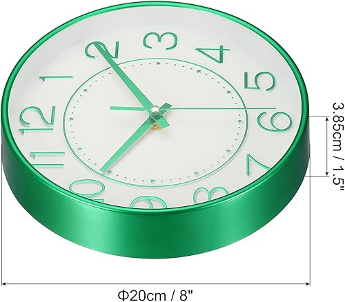 Miniatura 2 de PATIKIL Reloj de pared de 8 pulgadas, funciona con pilas, silencioso y moderno reloj de pared redondo sin tictac para decoración de cocina, oficina,