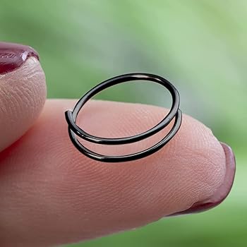 Amazon.com: Eme-rald Double Nose Ring for Single Piercing