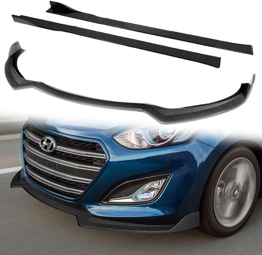 Q1-TECH, 9-Piece Front Bumper Lip & Side Skirt Extensions Diffuser Compatible with 2013 2014 2015 2016 2017 Hyundai Elantra GT Hatchback, Front Lip Spoiler Air Chin Splitter ABS (Matt Black)