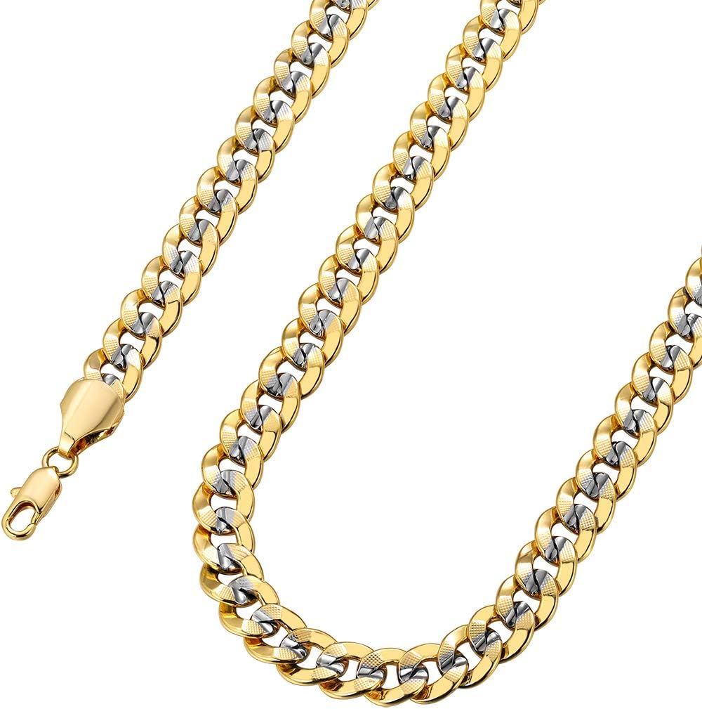 ChainsHouse 18K Gold Plated 10mm Two-Tone Jewelry Stainless Steel Men Cuban Chain Necklace, Fashion Jewelry, 18 inch, Send Gift Box