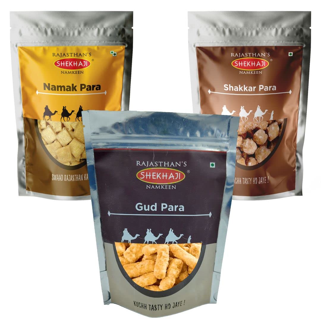 Shekhaji Para Combo 600gm (Pack Of 3, 200Gm Each) - Namak Para, Shakkar Para, and Gud Para - A Perfect Trio of Sweet, Salty and Deliciously Crunchy Snacks. (B0C5MPS4HS) Amazon Price History, Amazon Price Tracker