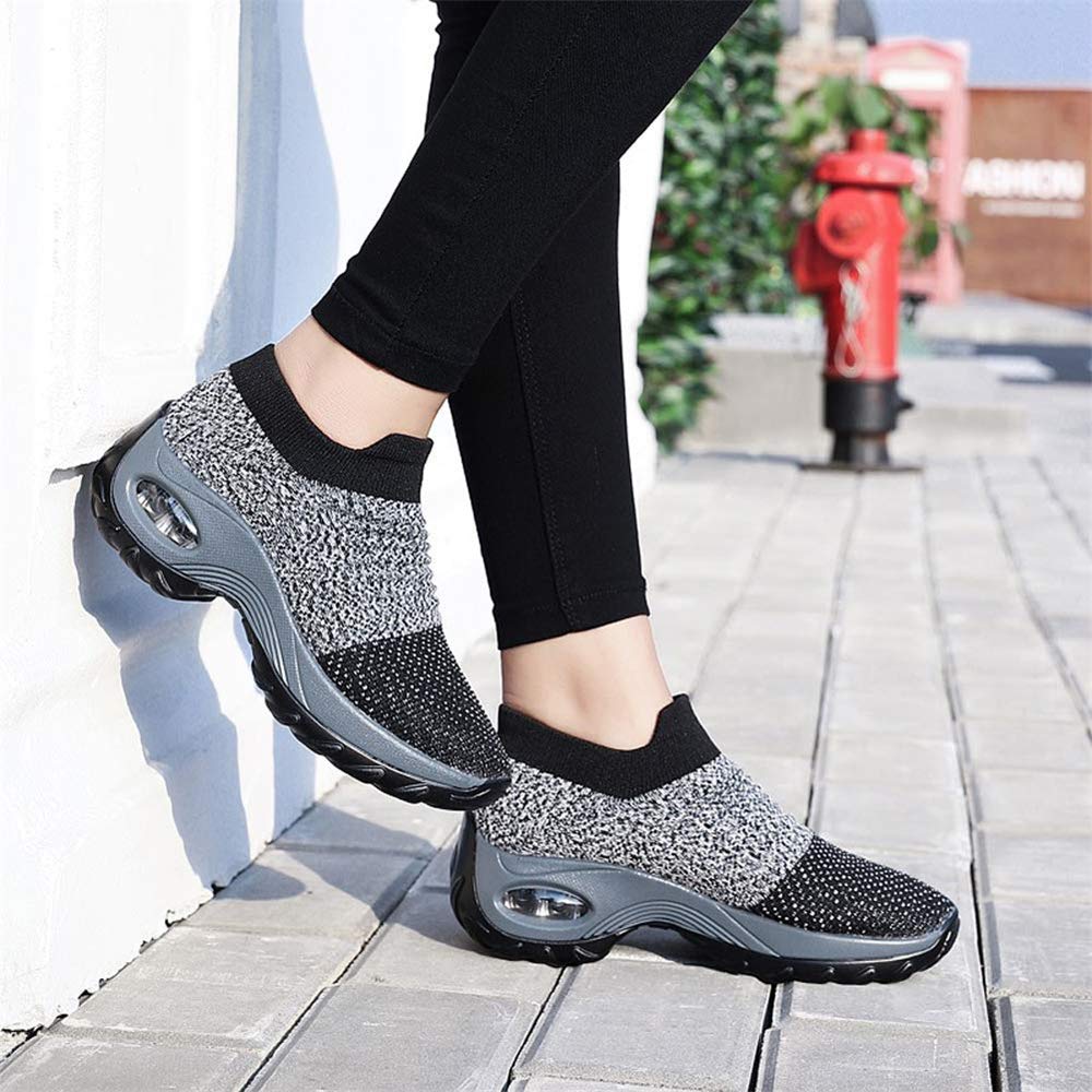 Hitmars Scarpe Ginnastica Donna Sneakers Running Camminata Corsa Basse Tennis Air Traspiranti Sportive Gym Fitness Casual Comode Nero Blu Rosa Cachi Bianca Taglia 35-44
