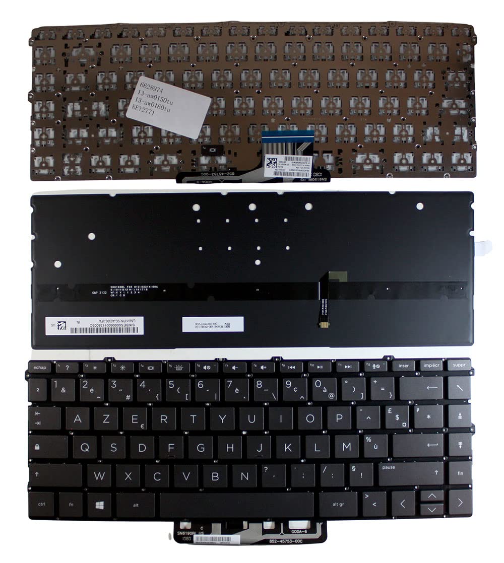 Clavier ordinateur portable HP Spectre 13-aw0029nn français de rechange AZERTY rétroéclairé gris - 2