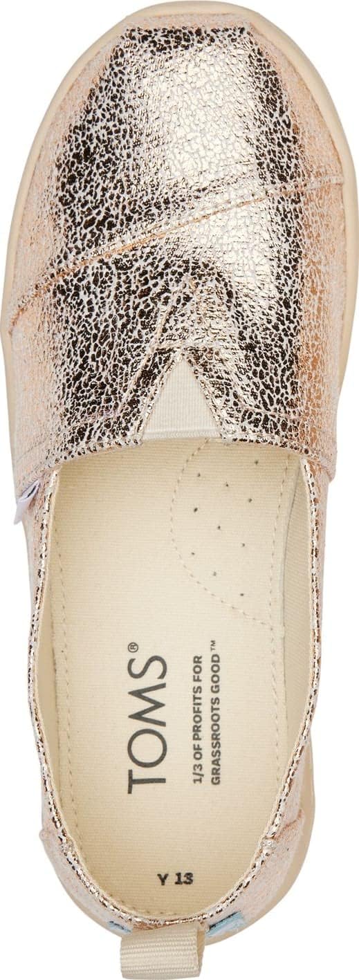 リニューアルでさらに人気！TOMS Girls Alpargata Loafer Flat, Gold Crackle Foil, 4 Big Kid BOA サイクリングシューズ