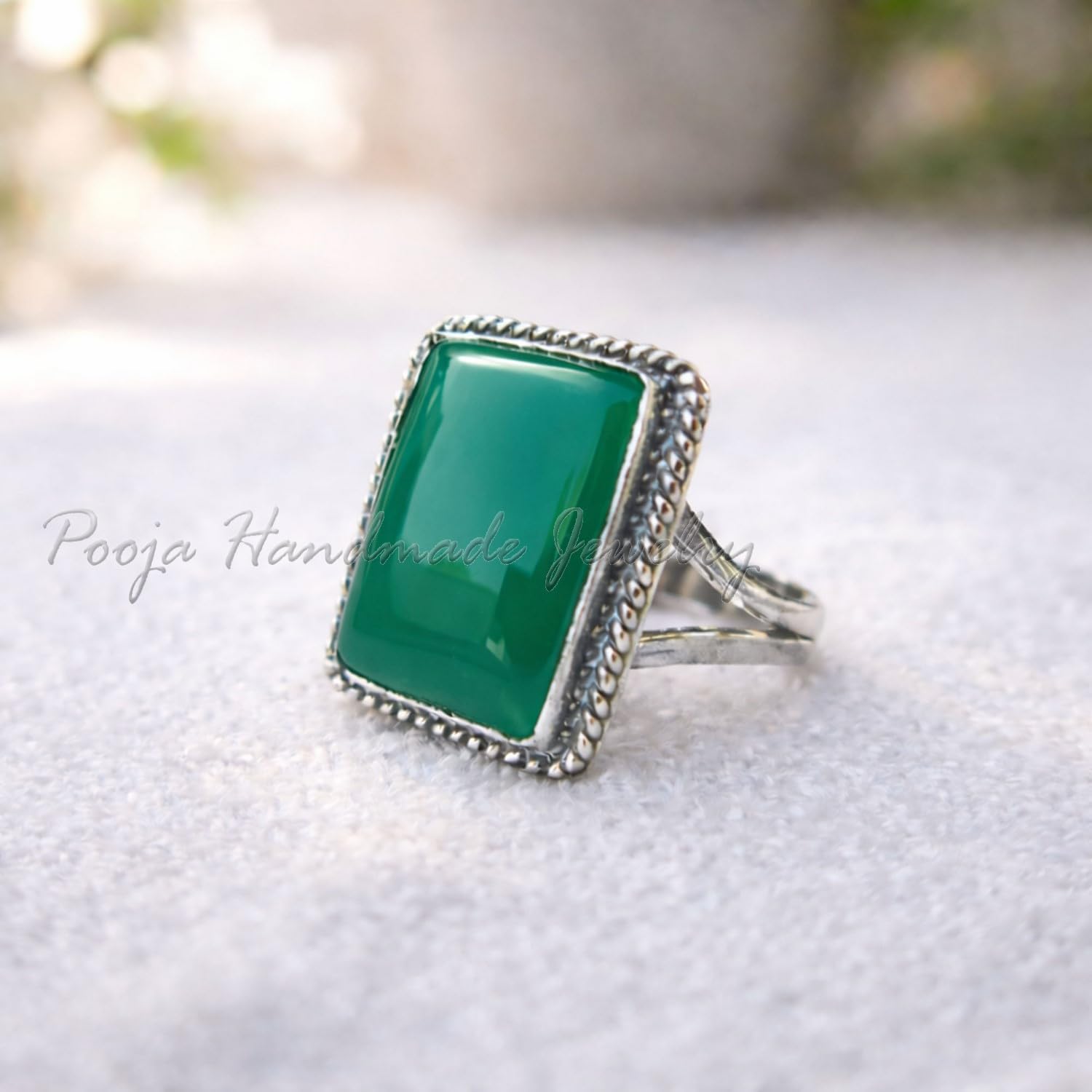 Natural Lapis Lazuli Rectangle Gemstone Ring 925 Sterling Silver for Women, Handmade Blue Stone Statement Ring, Boho Jewelry, Gift for Her